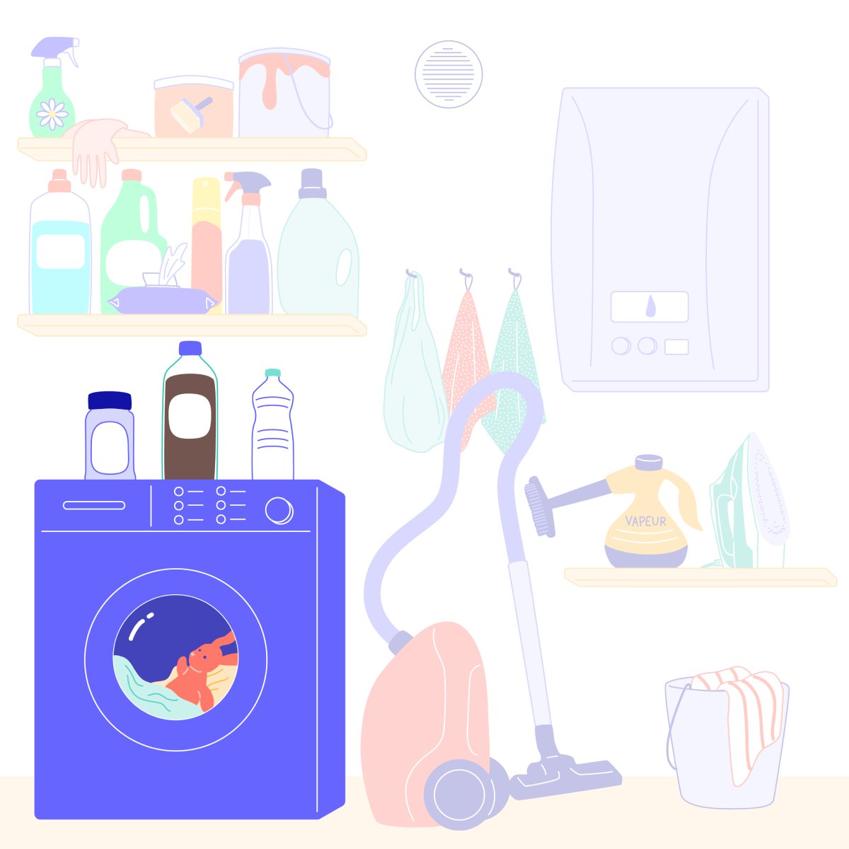 Lave-linge, bicarbonate de soude, vinaigre blanc, savon noir
